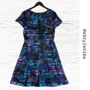 TAHARI Women’s Size 10 Dress Striped Floral Lined Knee Length Formal Modest